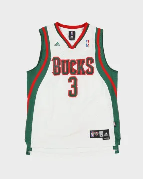 00s Brandon Jennings #3 Milwaukee Bucks Stitched White NBA Basketball Jersey - M