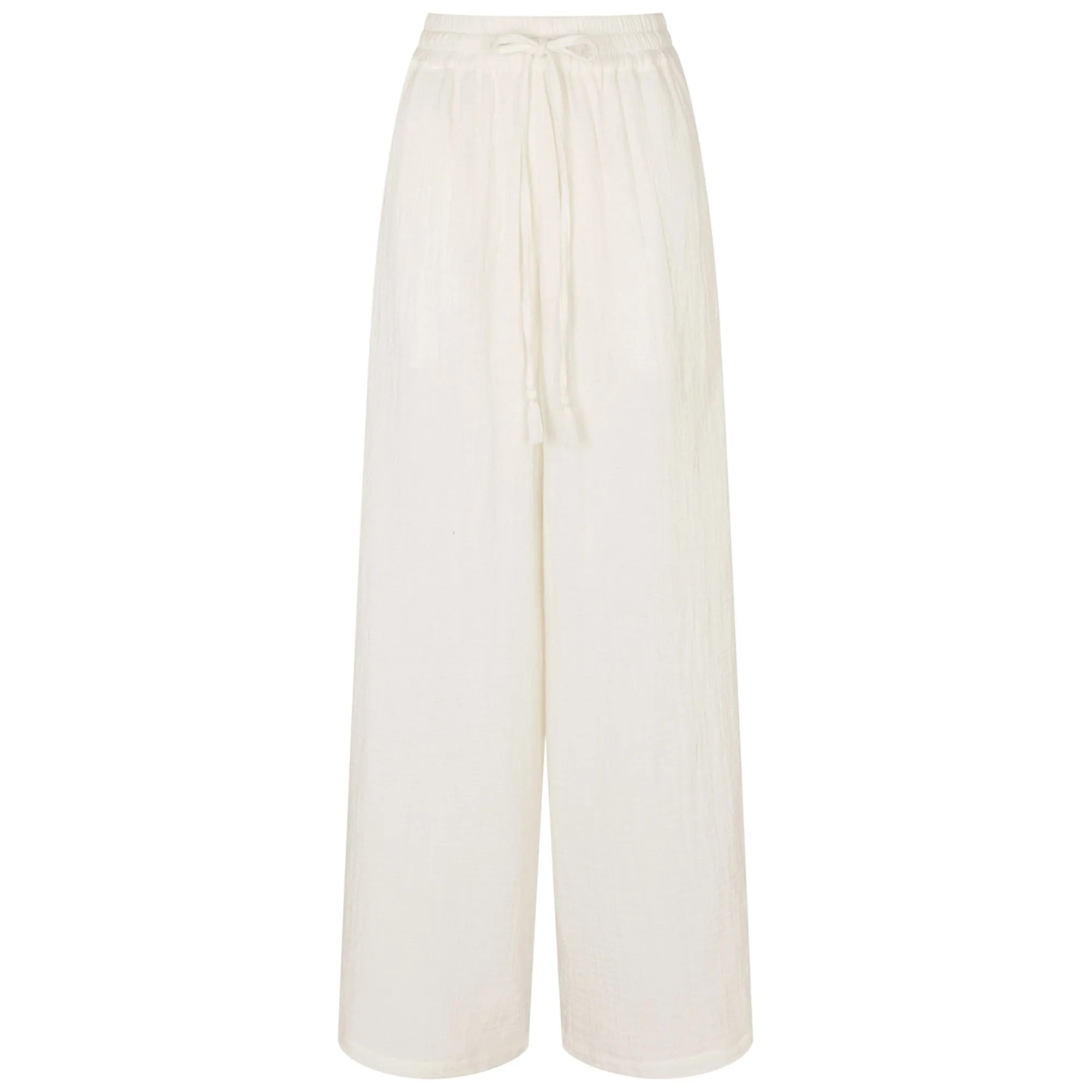 Accessorize London Women's White Crinkle Beach Trousers X Small