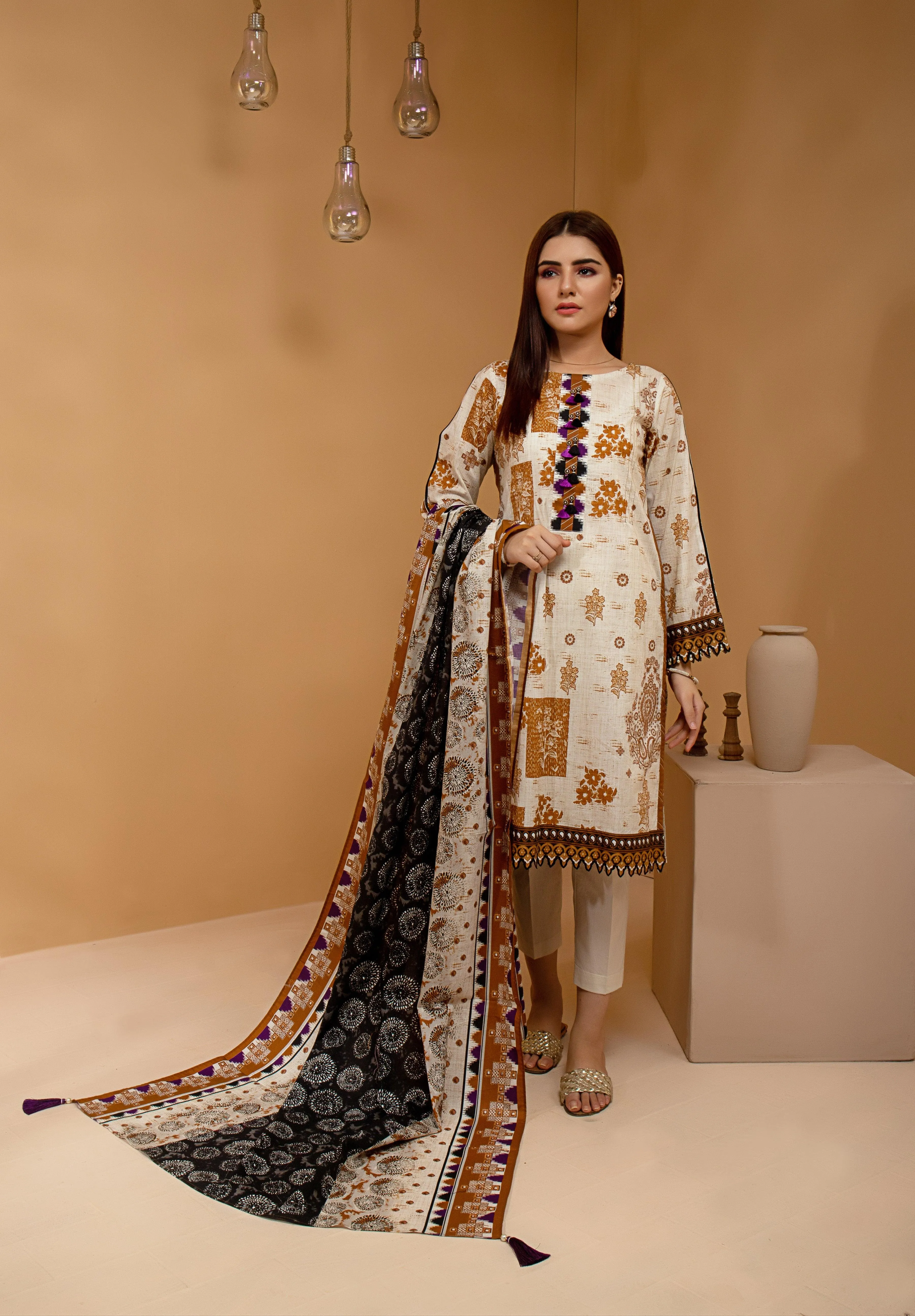 ACE Galleria Digital Printed Unstitched 3 Piece Cambric Suit ACE 12072