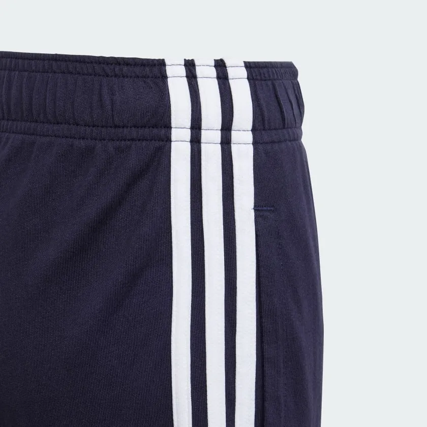 ADIDAS JUNIOR ESSENTIALS 3 STRIPE KNIT NAVY SHORTS