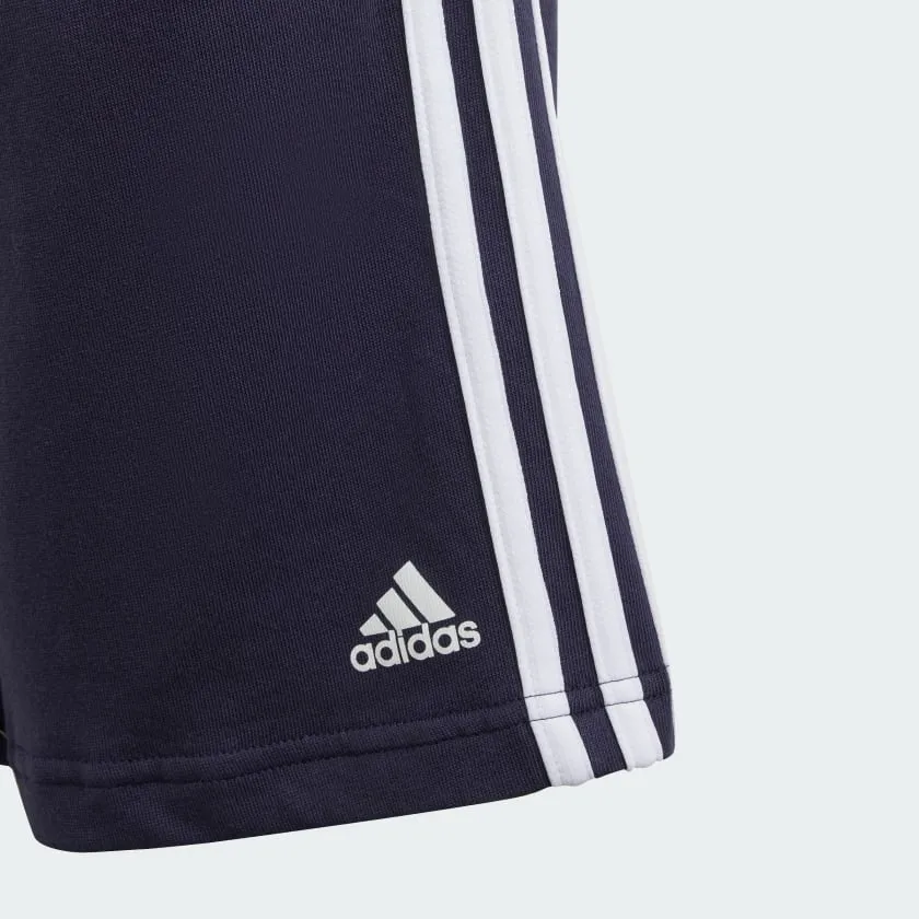 ADIDAS JUNIOR ESSENTIALS 3 STRIPE KNIT NAVY SHORTS