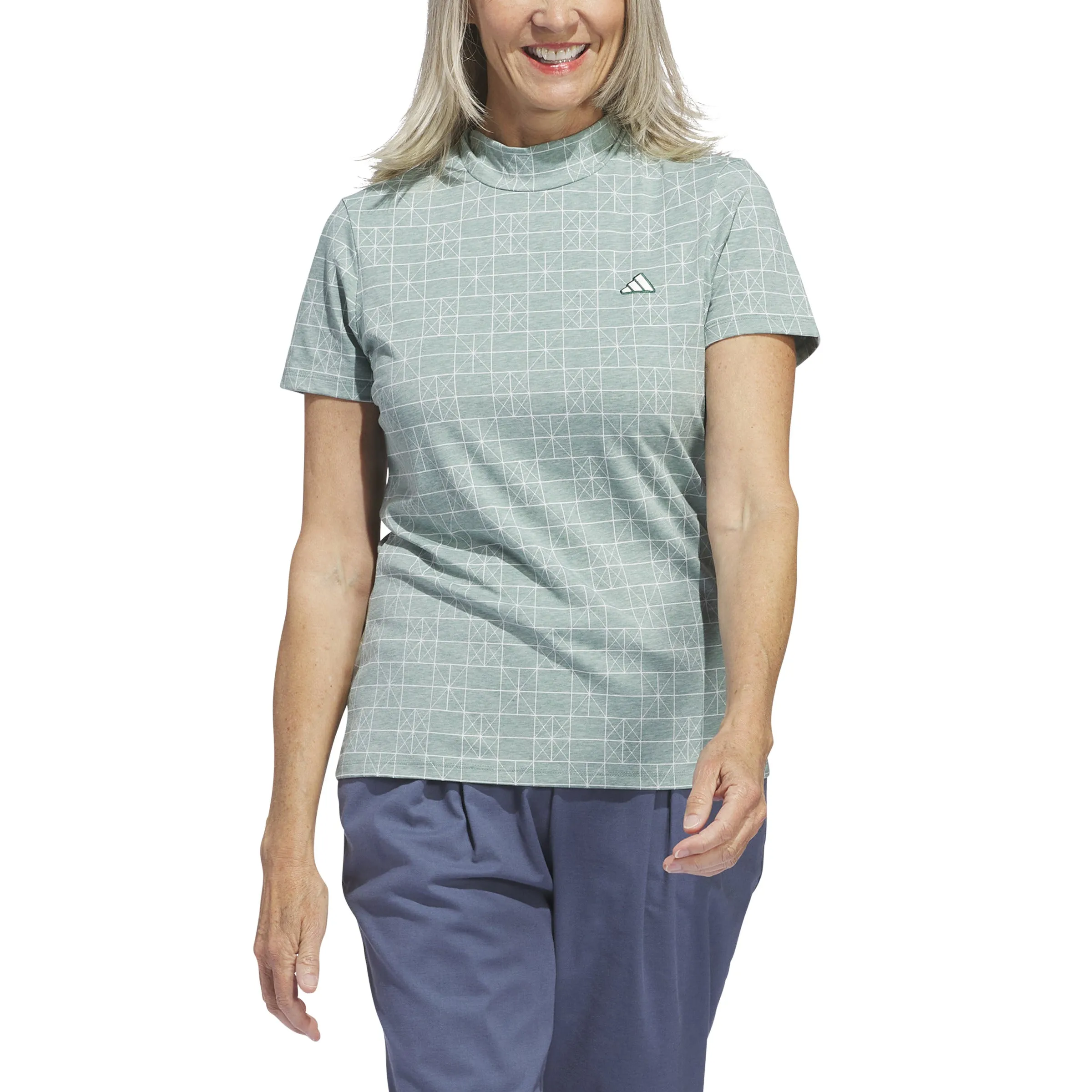 adidas Women's go-to mock neck polo shirt - Crystal Jade SS24