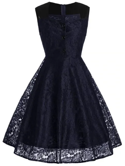 Adorable Sweetheart Button Embellished Dress