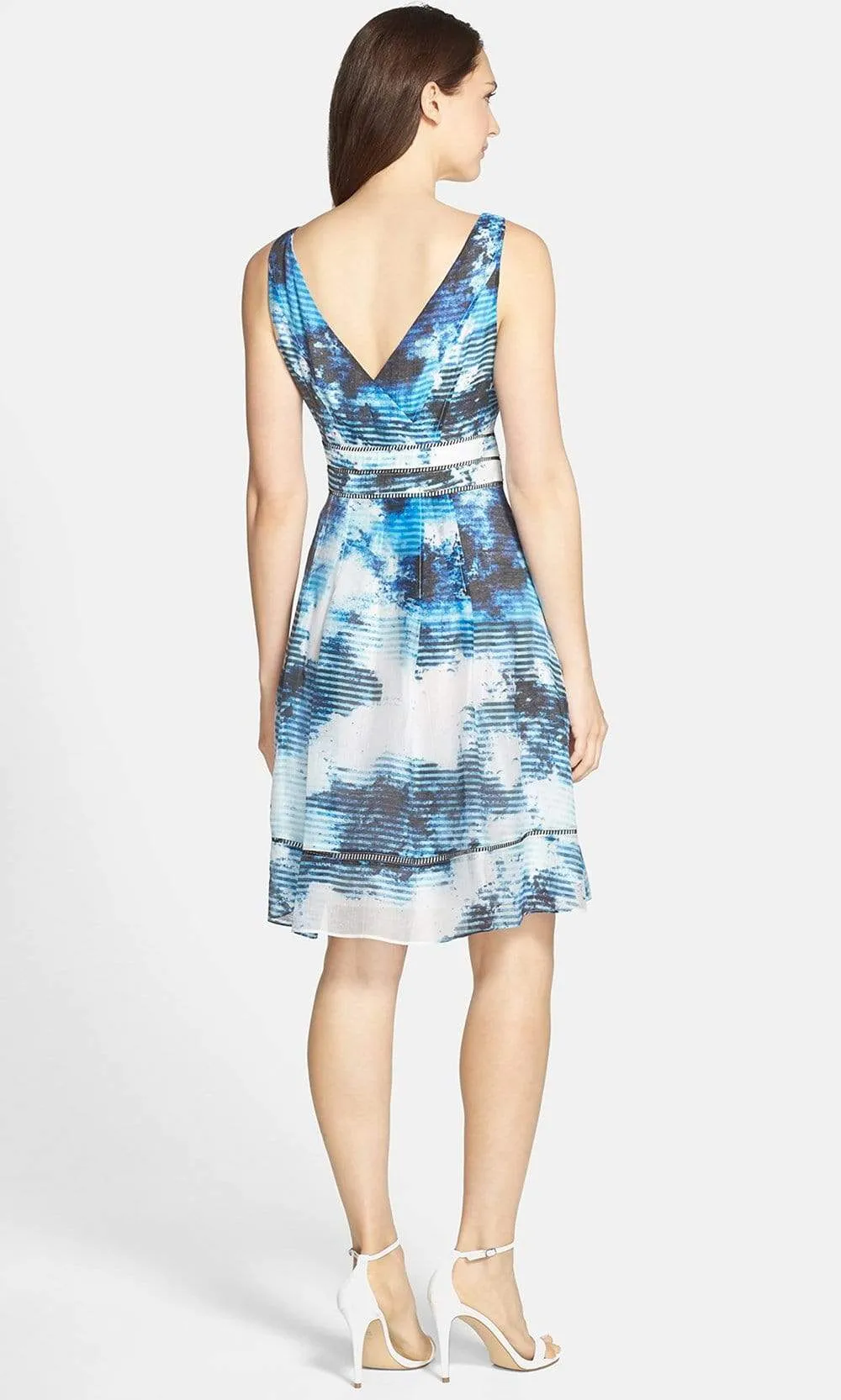 Adrianna Papell - 12242570 Cloud Print Bateau Cocktail Dress