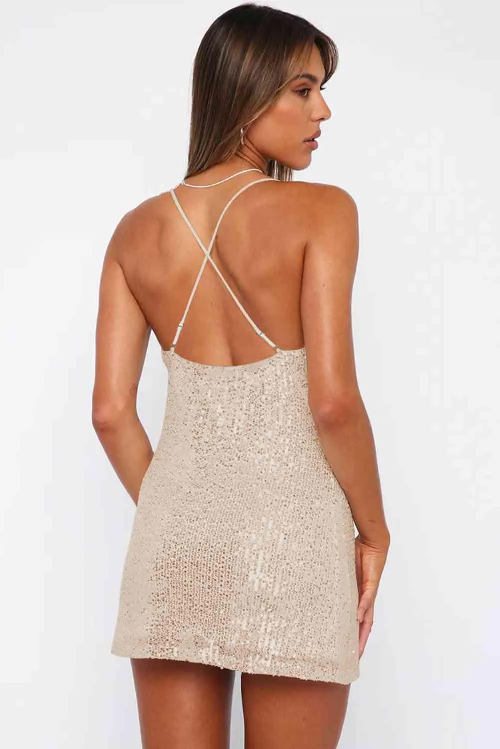 Amanda Cowl Neck Contrast Sequin Sleeveless Mini Dress