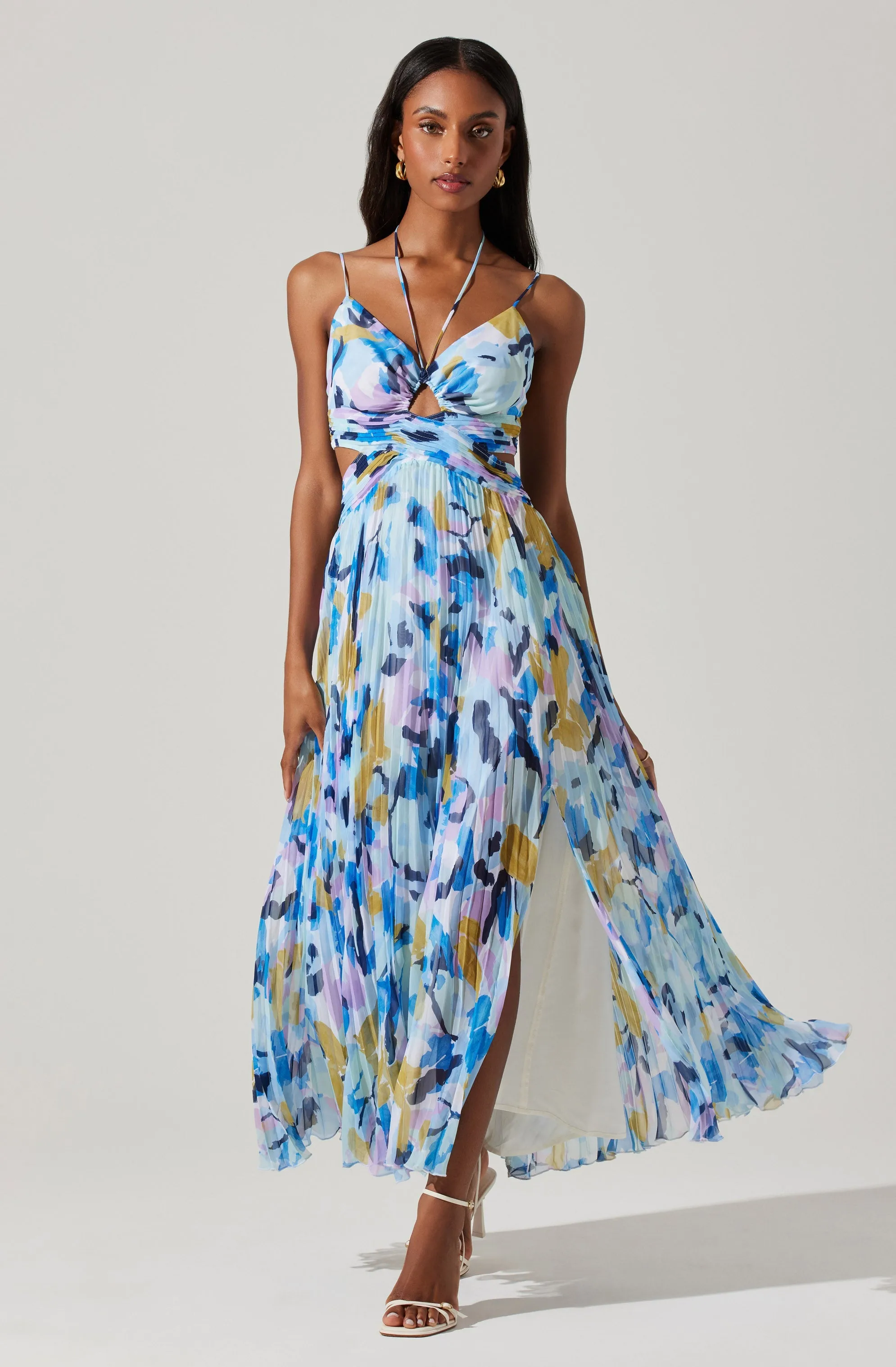 Aquata Floral Pleated Maxi Dress