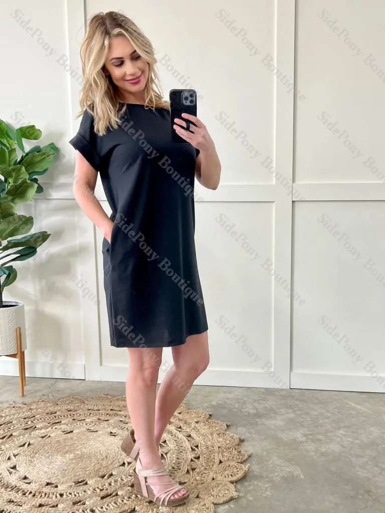 Black T-Shirt Dress With Pockets