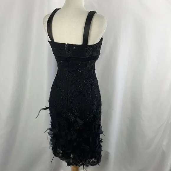 Black Vintage Feathers Cocktail Veranique Young Dress