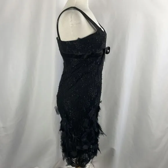 Black Vintage Feathers Cocktail Veranique Young Dress