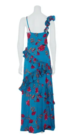 Blue Floral Frill Dress