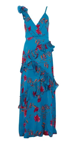 Blue Floral Frill Dress