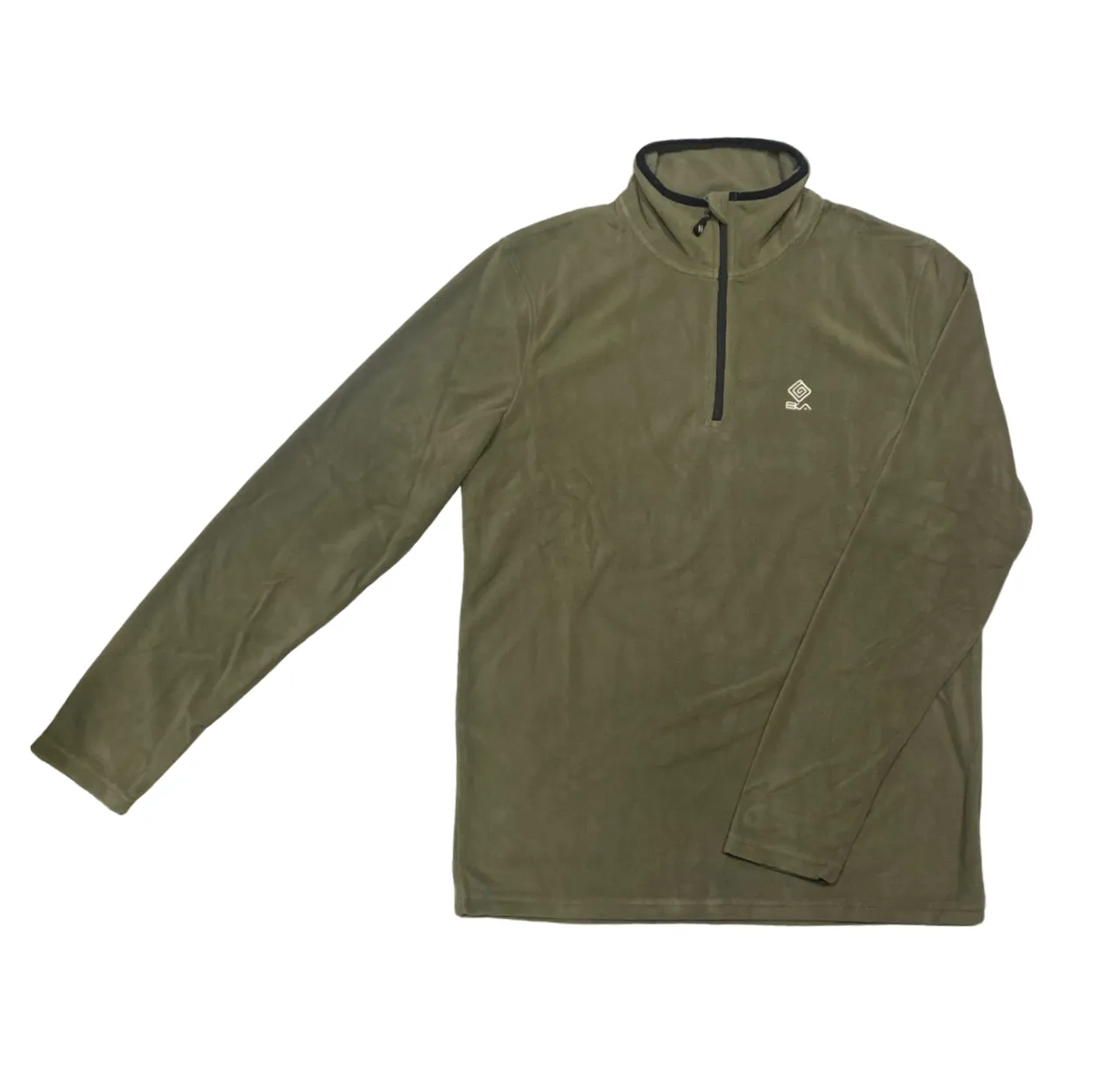 Brekka half-zip sweater in military green micropolar fleece