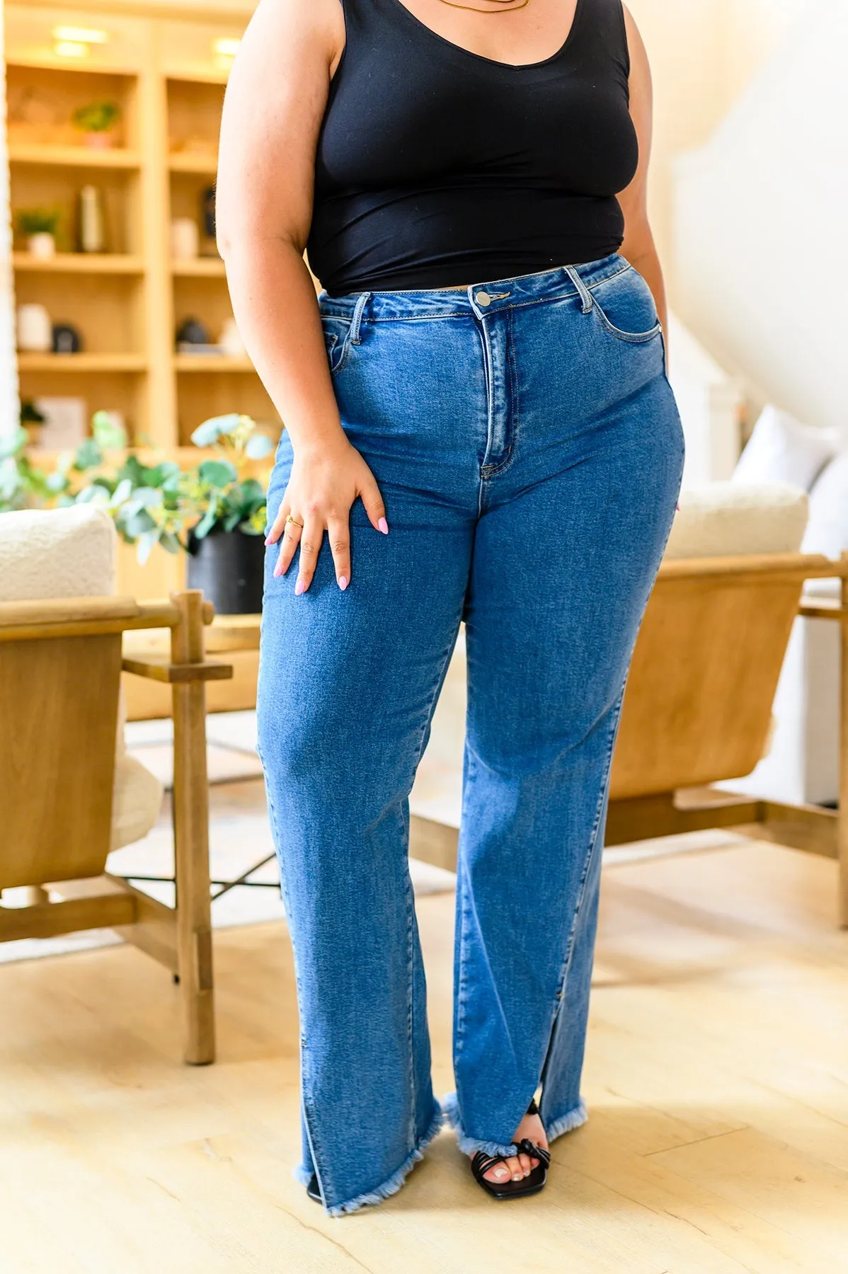 Caitlin High Rise Split Hem Straight Jeans-- Use the code SPRINGJB for 20% off!