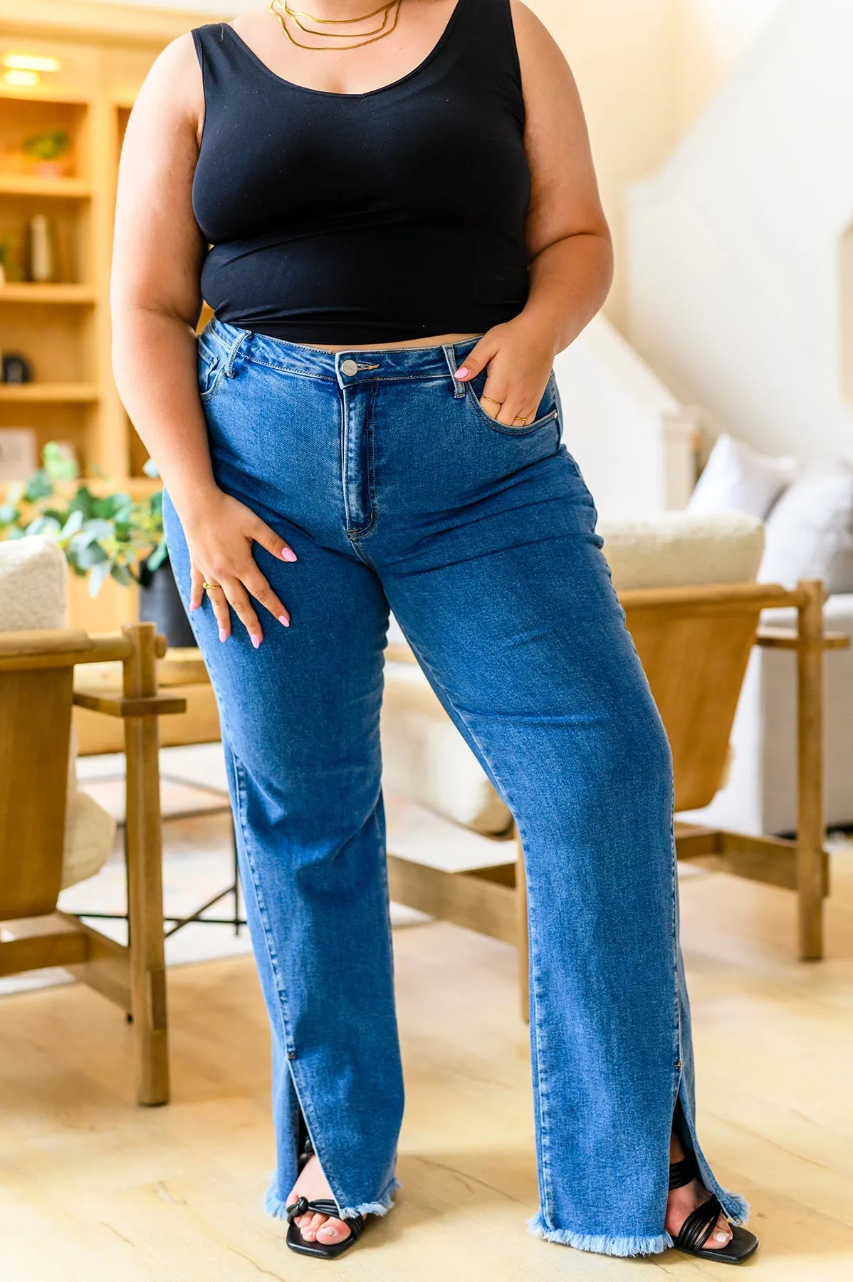 Caitlin High Rise Split Hem Straight Jeans-- Use the code SPRINGJB for 20% off!