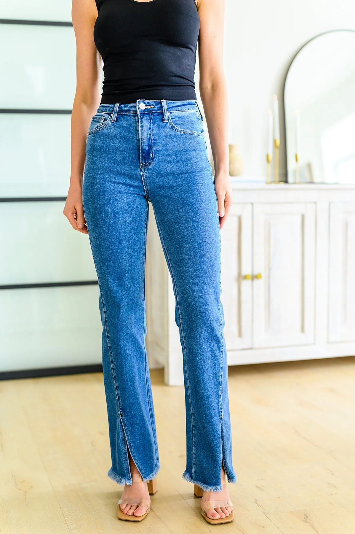 Caitlin High Rise Split Hem Straight Jeans-- Use the code SPRINGJB for 20% off!