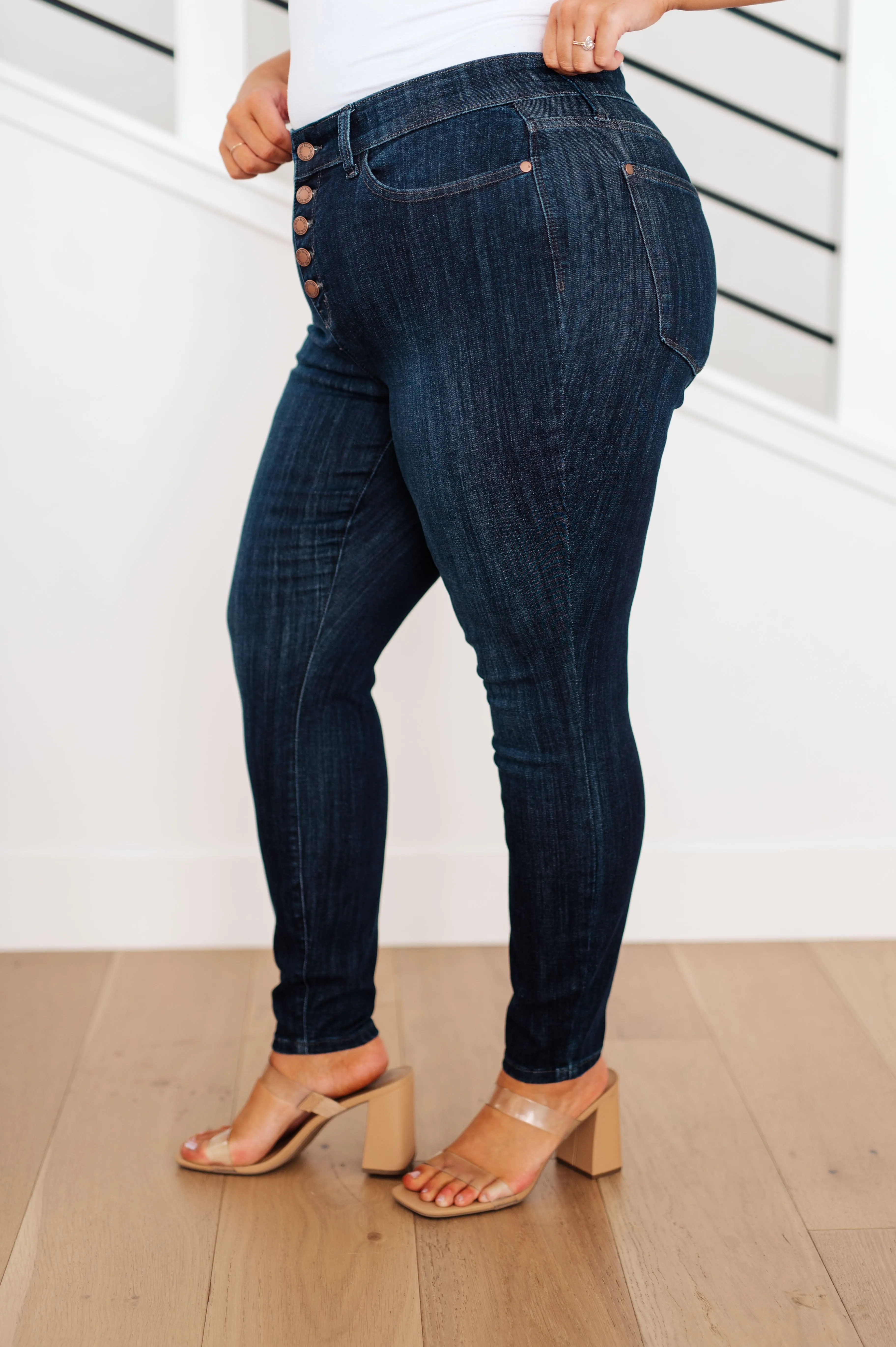 Celecia High Waist Hand Sanded Resin Skinny Jeans-- Use the code SPRINGJB for 20% off!