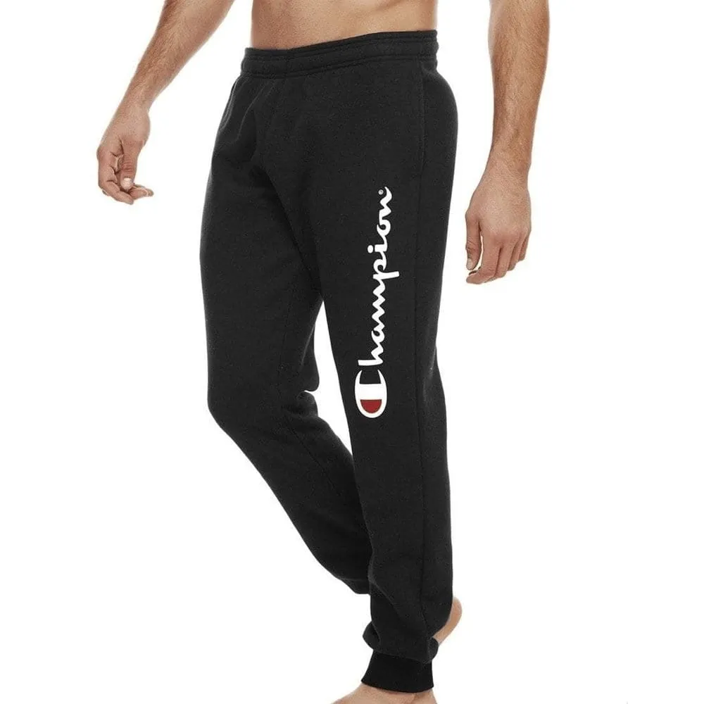 CHAMPION MEN'S SCRIPT BLACK TRACKPANTS