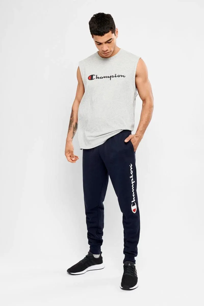 Champion Mens Navy Script Cuff Track Pants with Logo