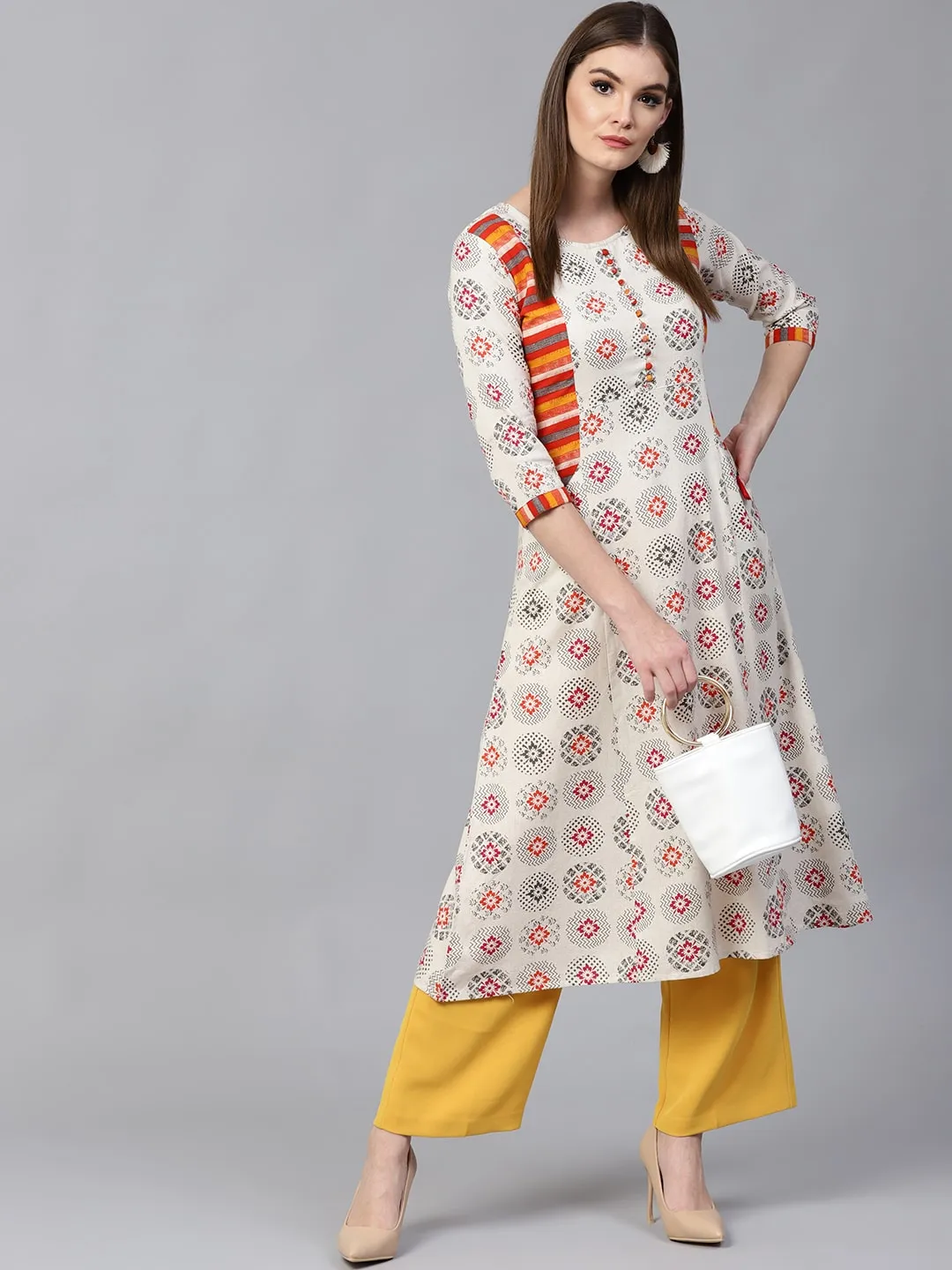 Chic Print Side Pocket Kurta