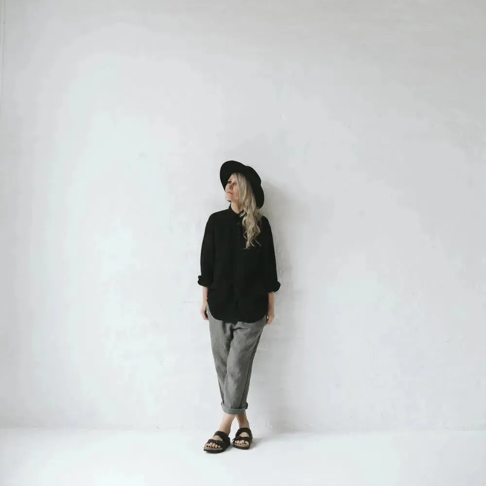 Classic black linen shirt by Seaside Tones