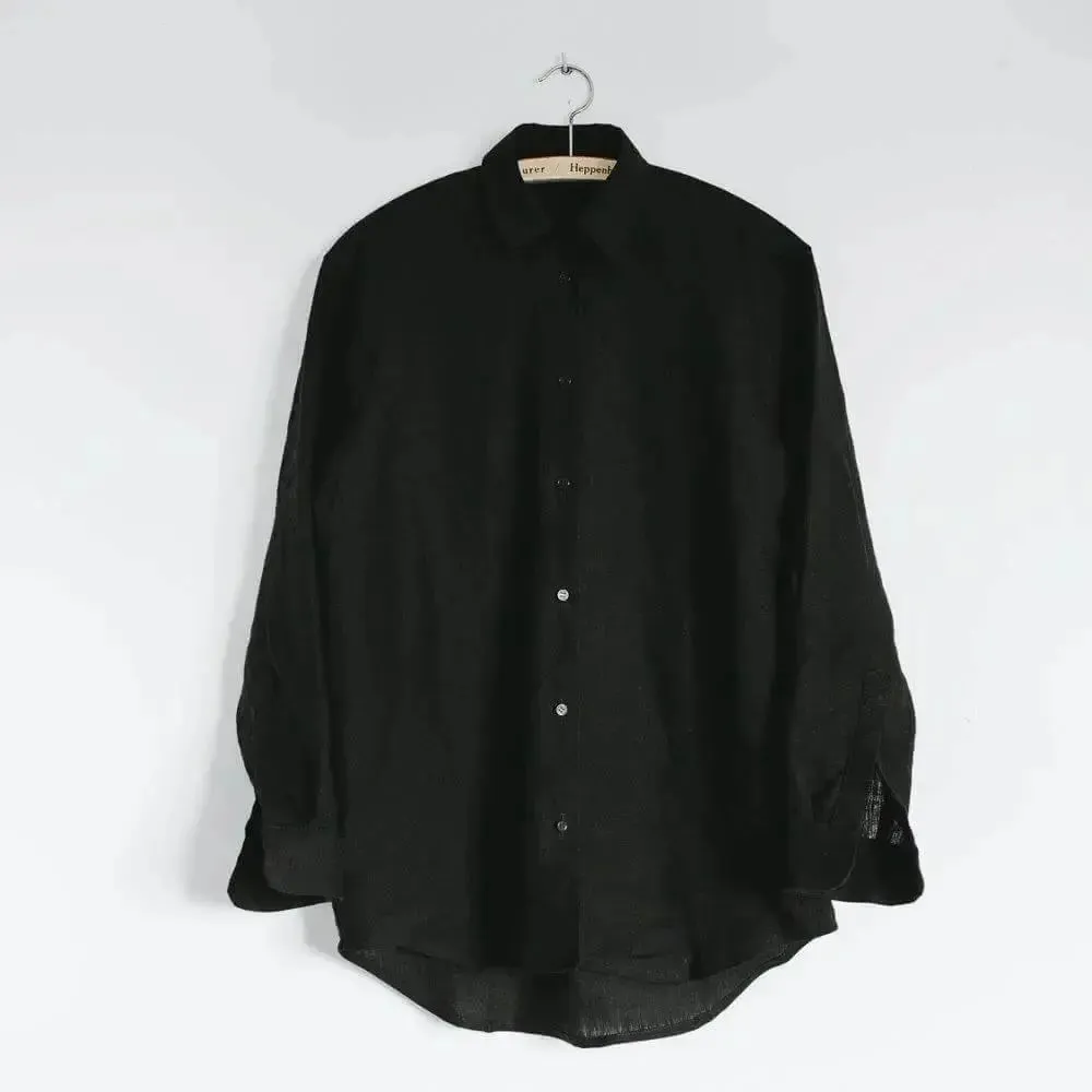 Classic black linen shirt by Seaside Tones