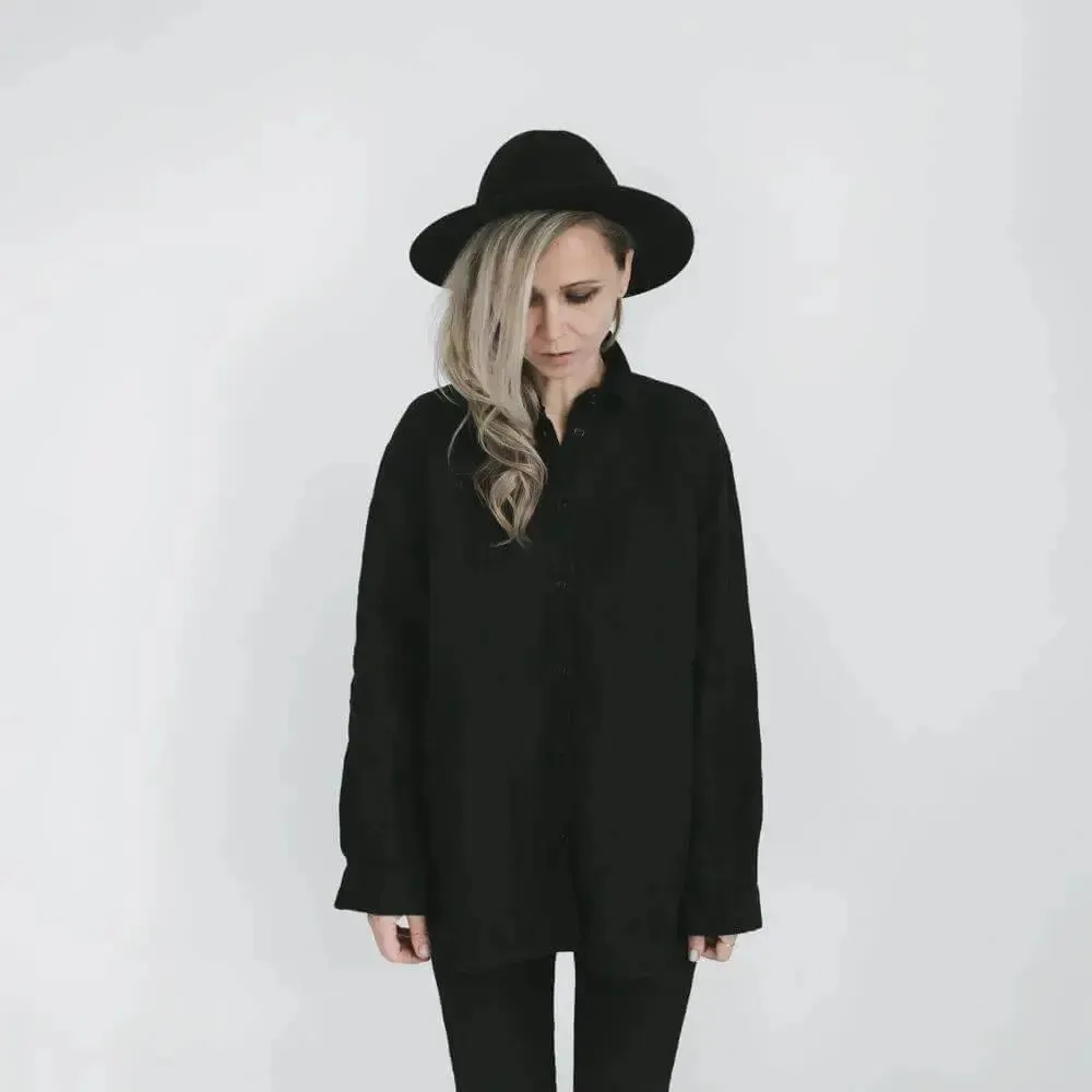 Classic black linen shirt by Seaside Tones