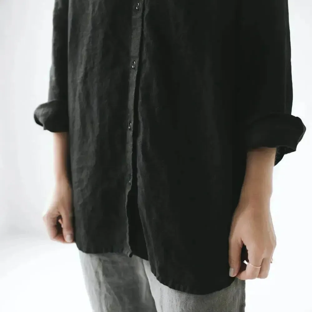 Classic black linen shirt by Seaside Tones