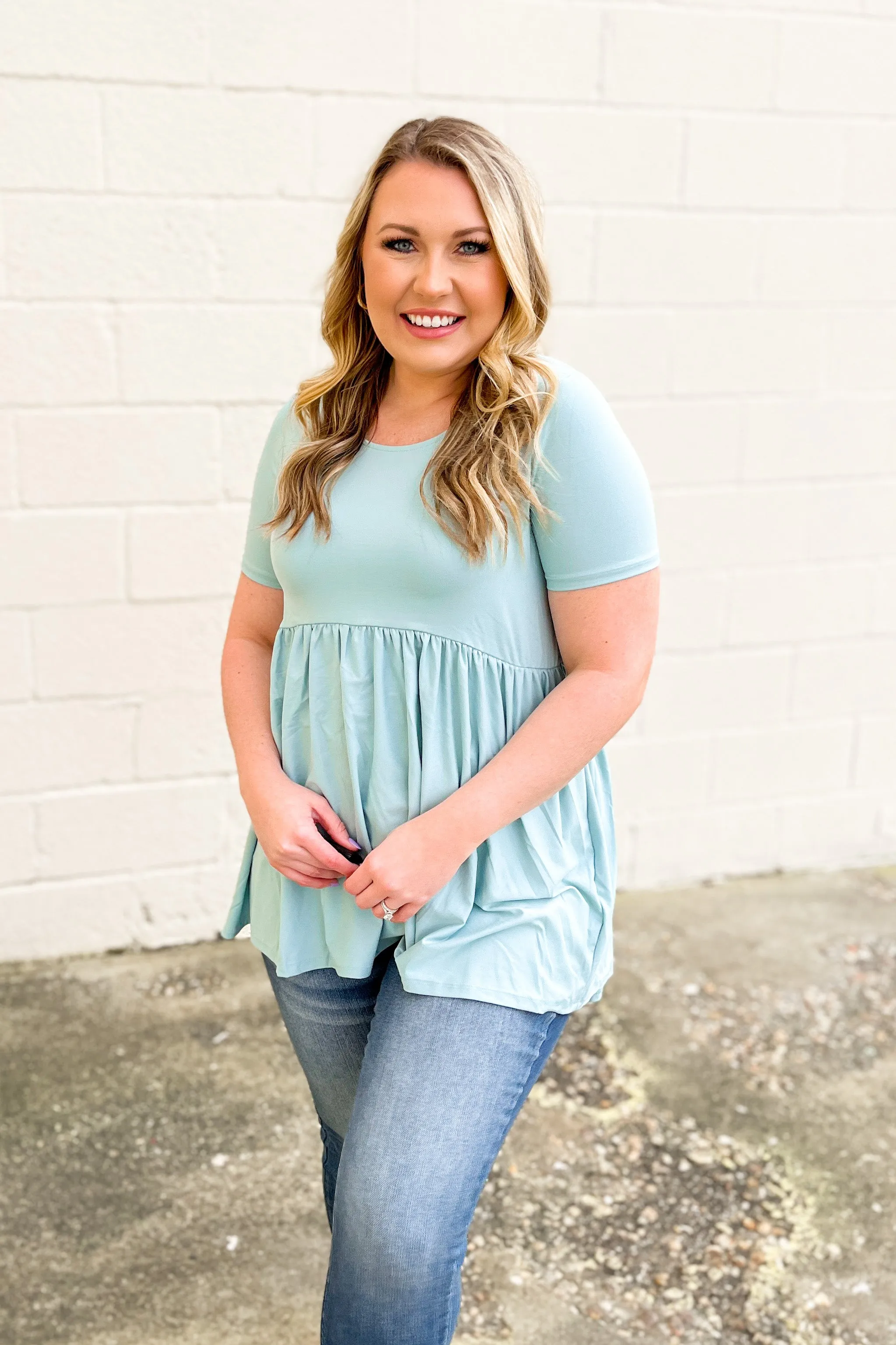 DEAL | Jana Babydoll Top, Light Green