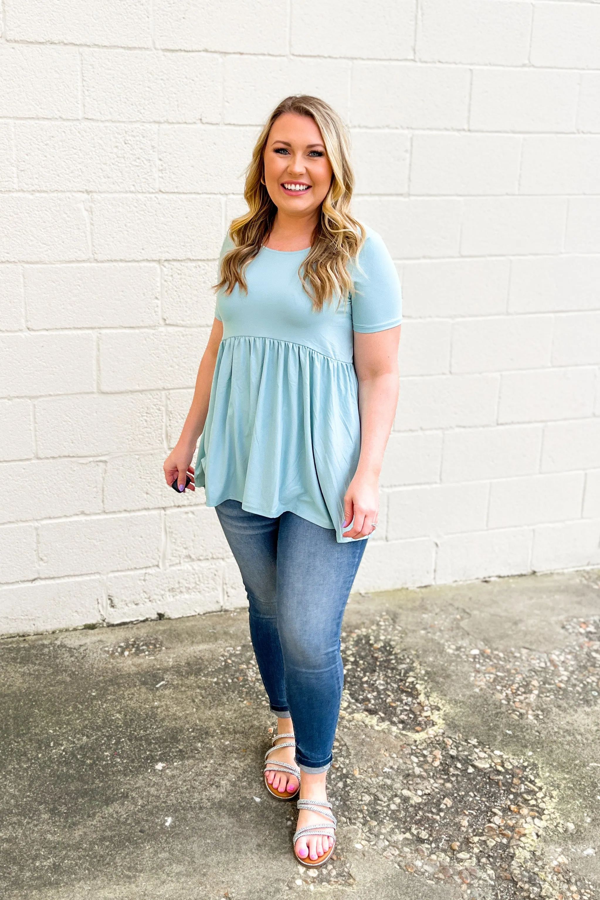 DEAL | Jana Babydoll Top, Light Green