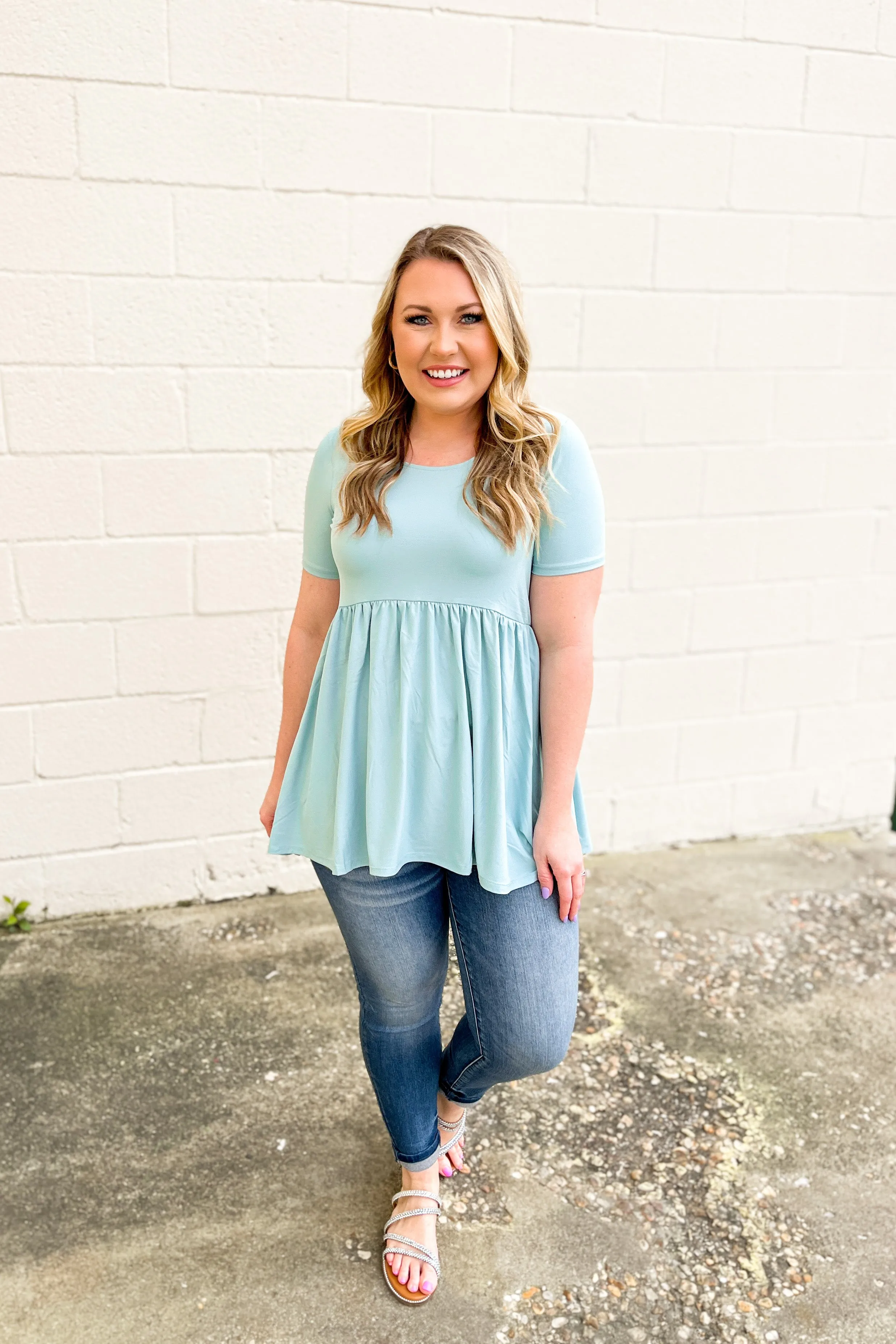 DEAL | Jana Babydoll Top, Light Green