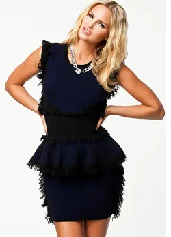 Fringe Peplum Dress