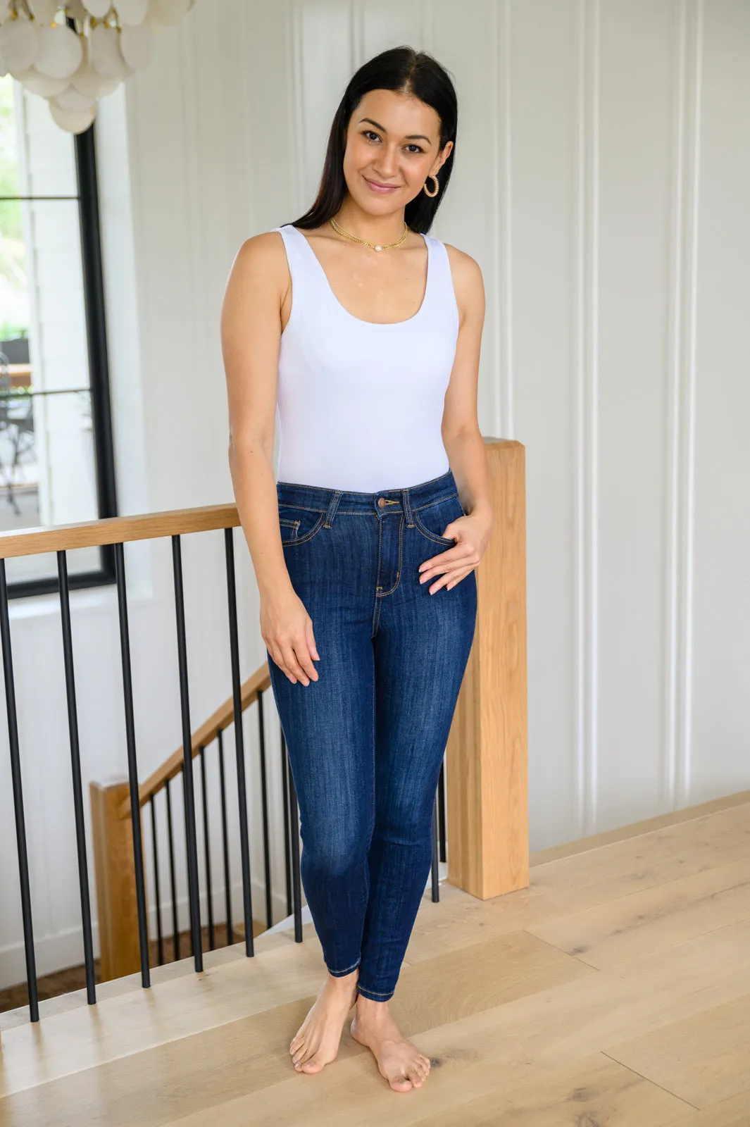 Georgia Back Yoke Skinny Judy Blue Jeans with Phone Pocket