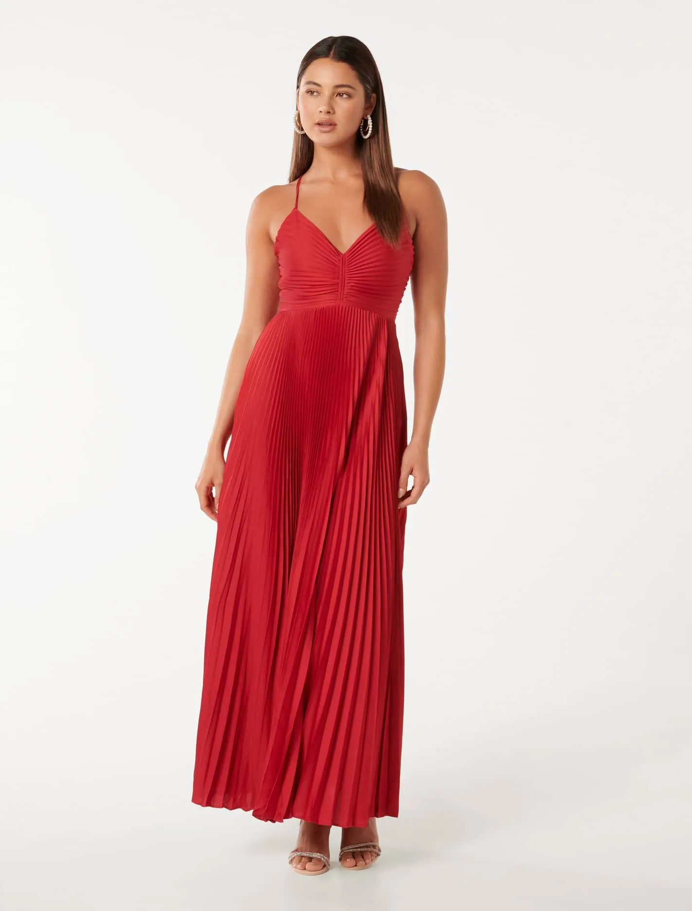 Geri Tie Back Pleated Maxi Dress