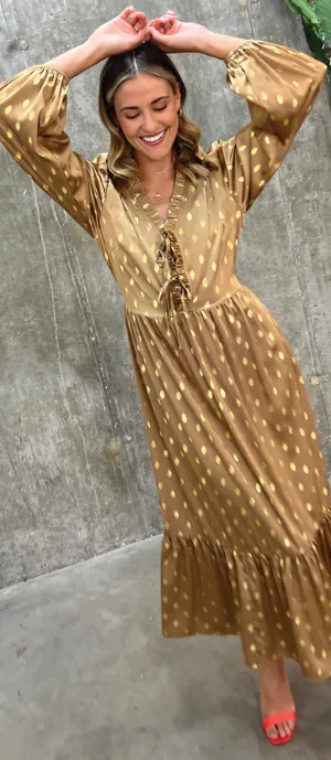 Gold Fern Midi Dress