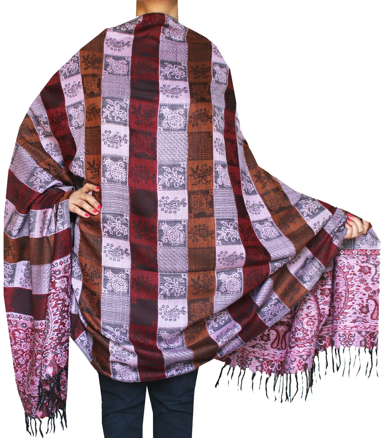 Jamawar Women's Wool Wrap Shawl Gift India Clothes (82 x 42 inches)