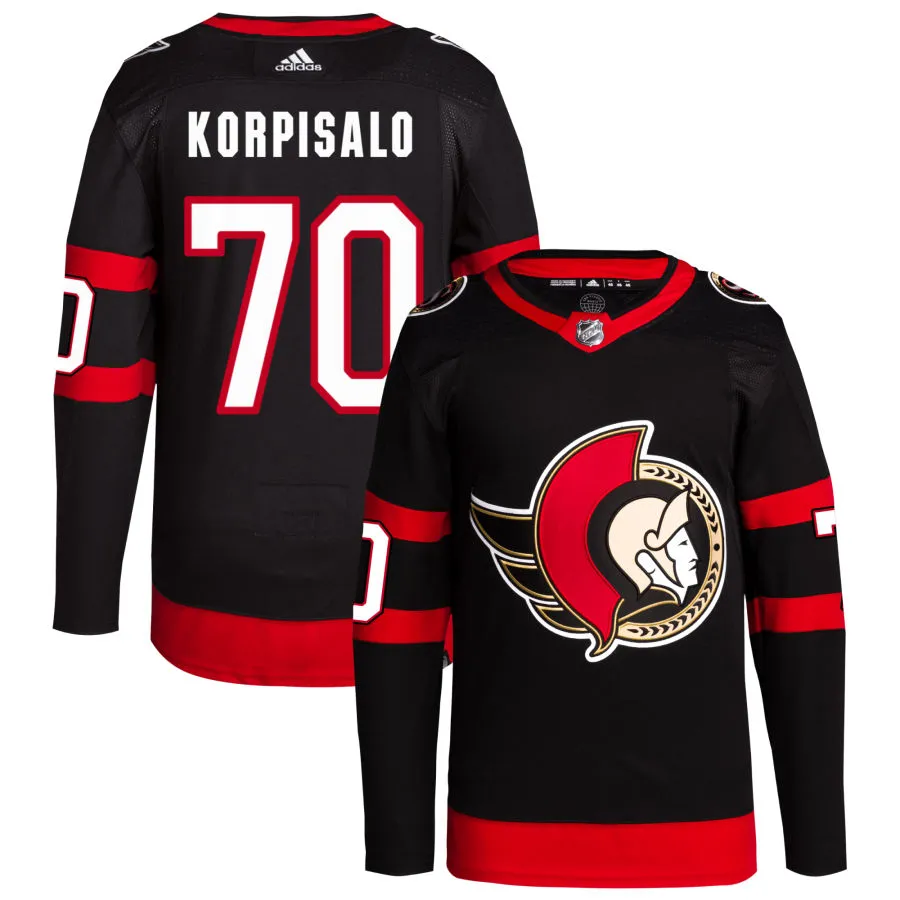 Joonas Korpisalo Ottawa Senators adidas Home Primegreen Authentic Pro Jersey - Black