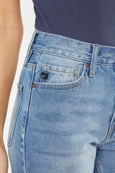 Kancan High Waist Chewed Up Straight Mom Jeans (Online Exclusive)