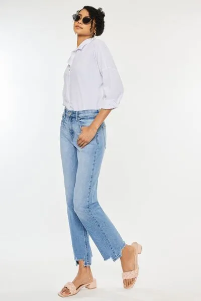 Kancan High Waist Raw Hem Straight Jeans (Online Exclusive)