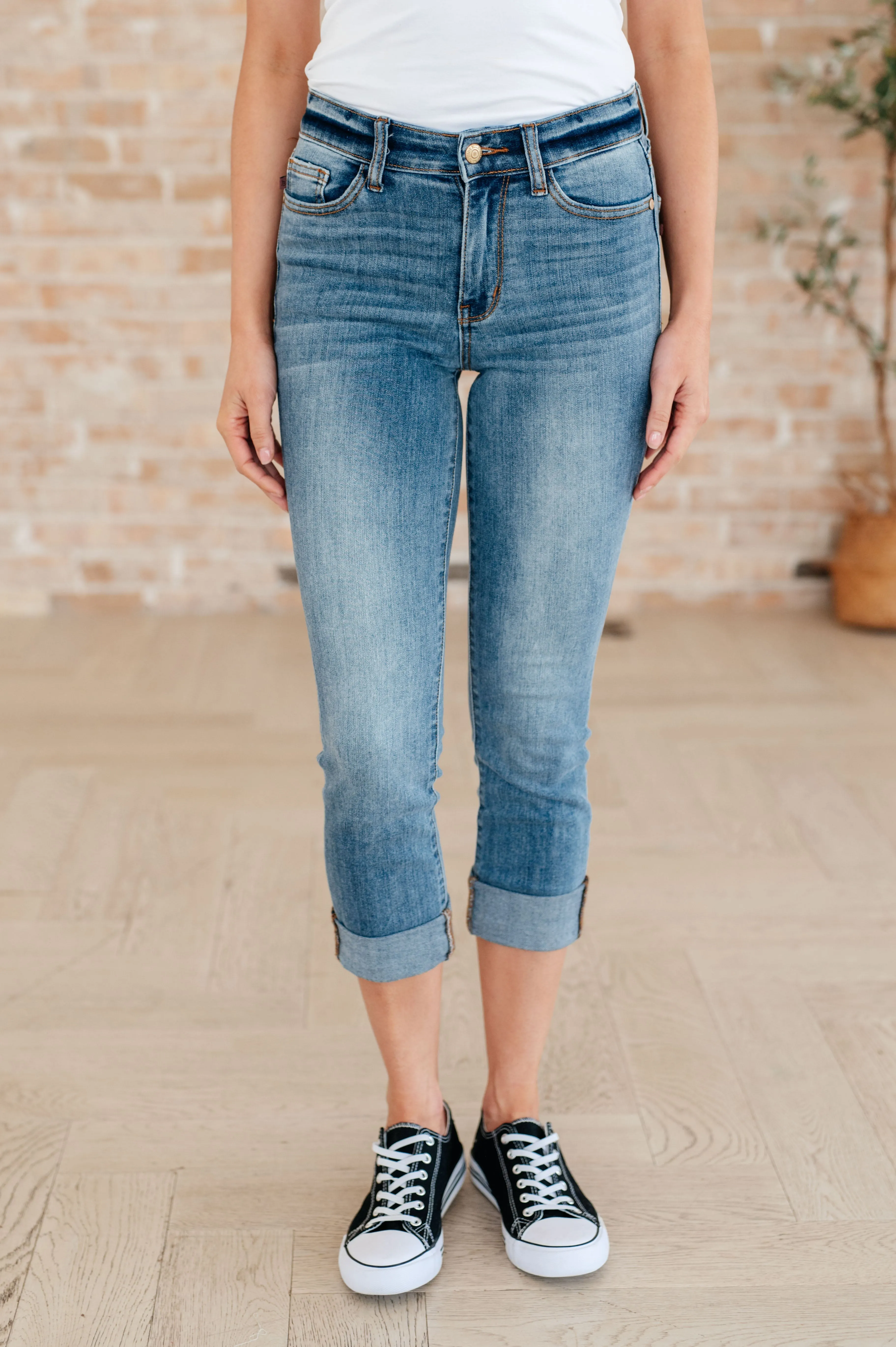 Laura Mid Rise Cuffed Skinny Capri Jeans