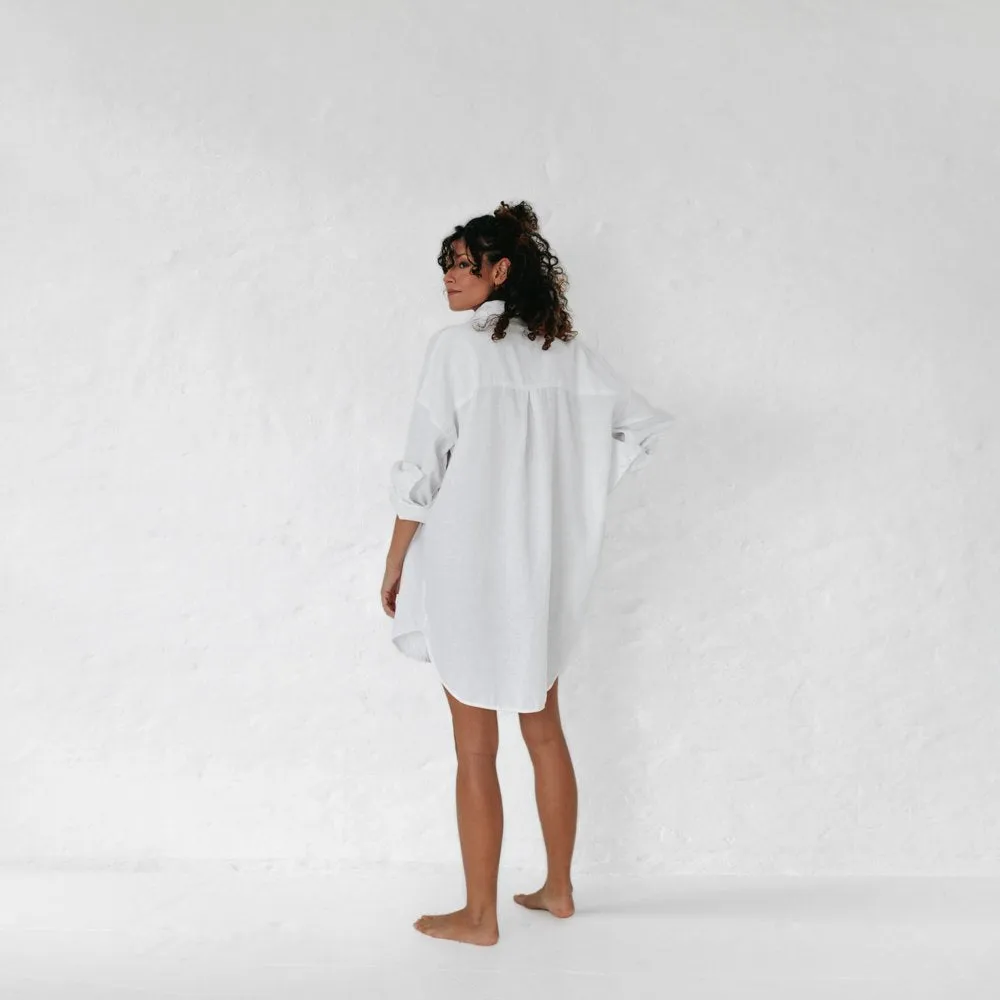 Linen supersize shirt in white by Seaside Tones