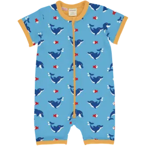 Maxomorra Dolphin Organic Cotton Short Sleeved Romper