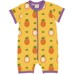 Maxomorra Pineapple Organic Cotton Short Sleeved Romper