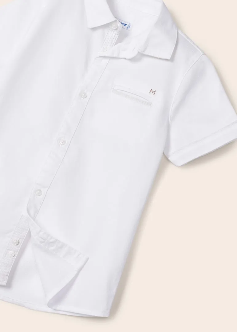 Mayoral Mini Short Sleeve Dress Shirt_ White 3159