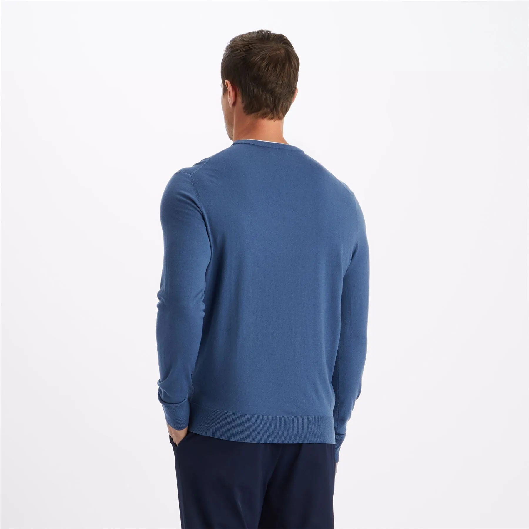 Merino Wool Blended Tailored Fit Crewneck Sweater Slate - AW23