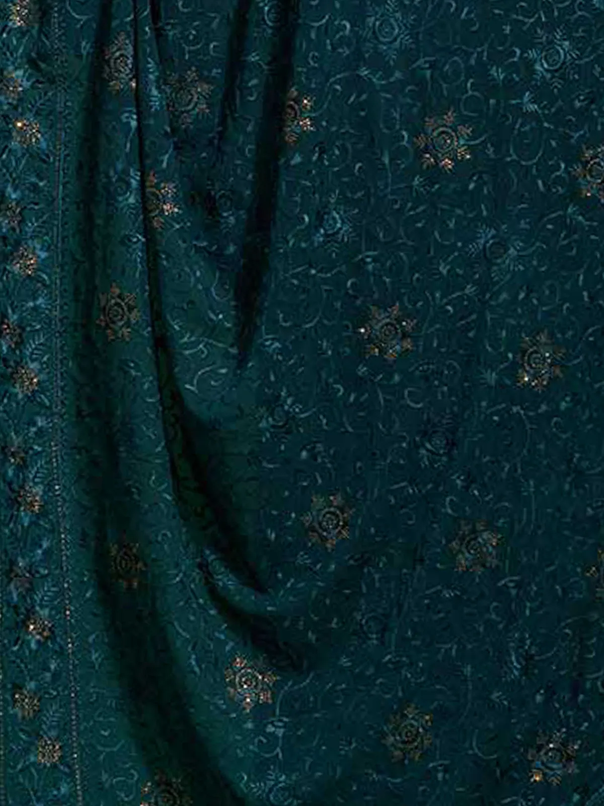 Odette Women Teal Georgette Saree With Blouse Piece