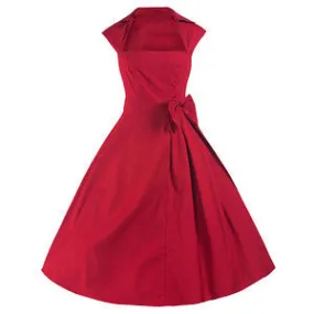 Red 50s Swing Bow Dress