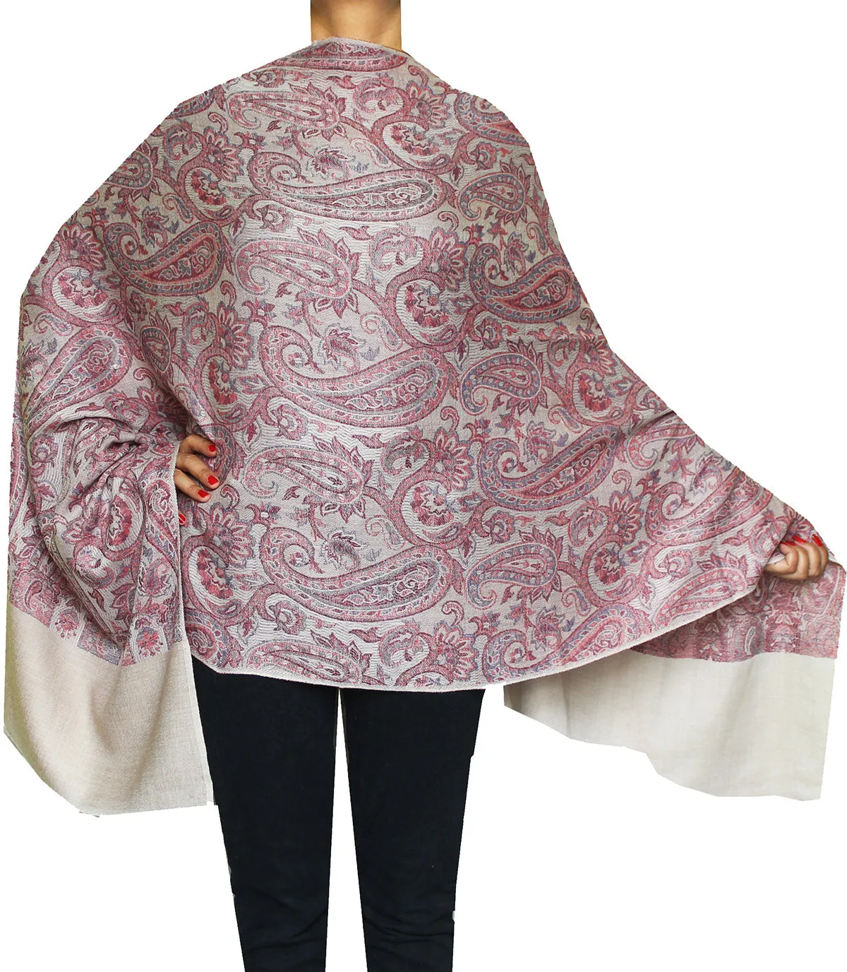 Shawls Paisley Wool Scarf Womens Indian Clothing Gift (80 x 28 inches)