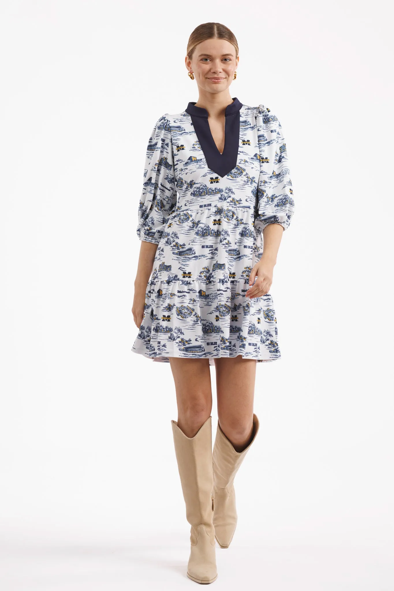 Tailgate Collection Tory Dress - Michigan Gameday Toile