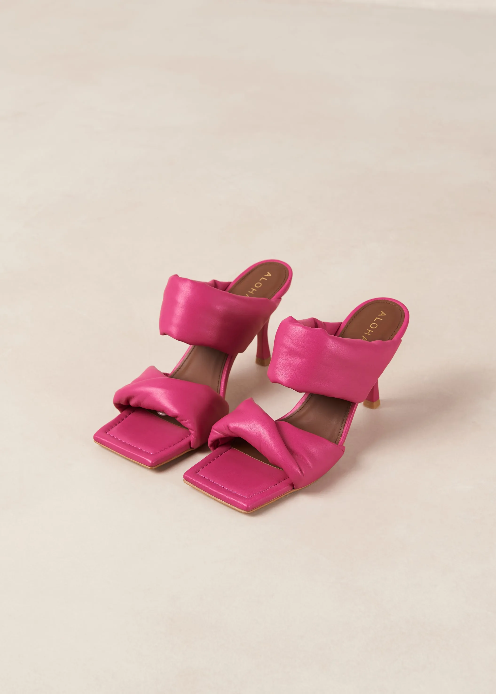 Twist Strap Magenta Leather Sandals