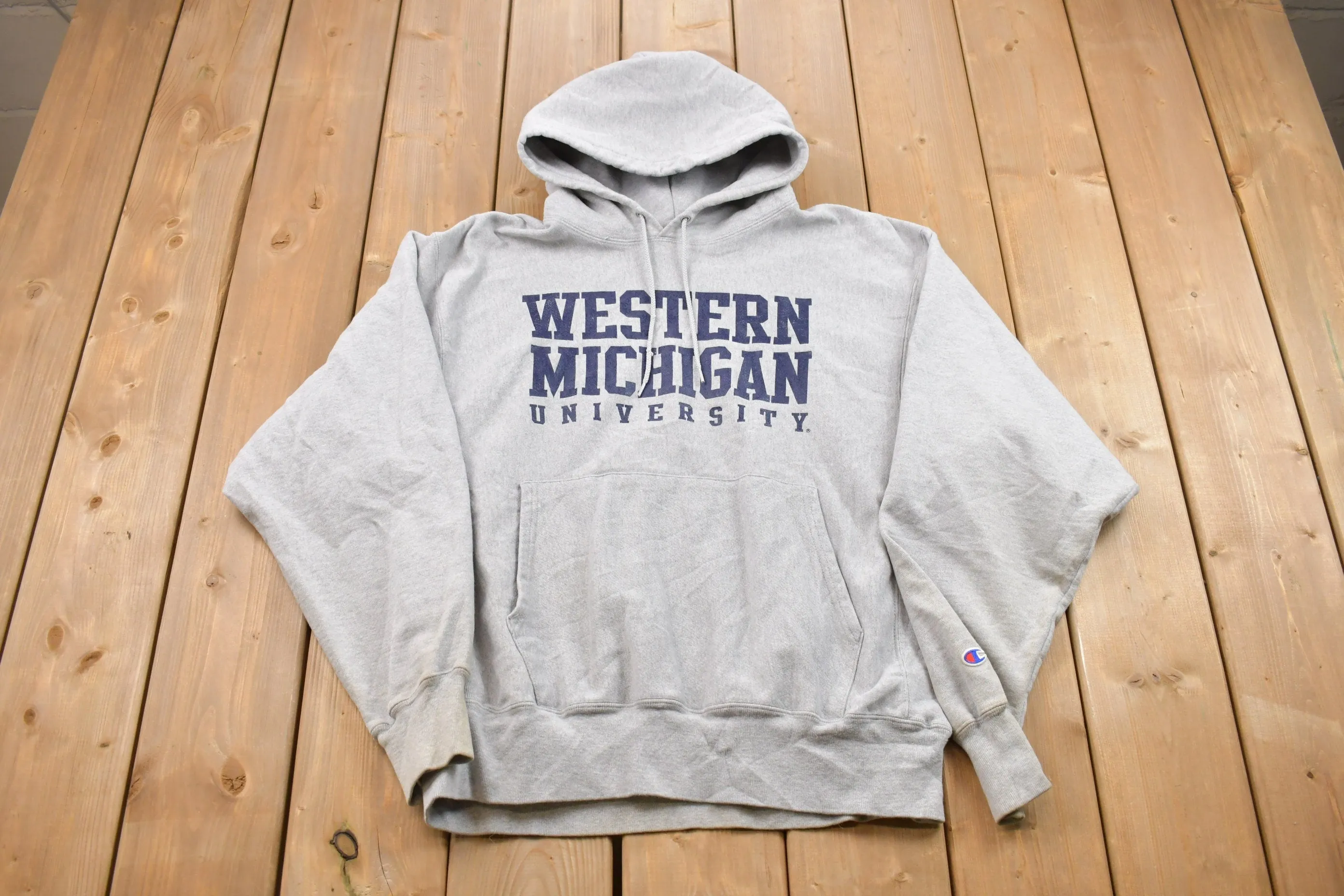 Vintage 1990s Champion Western Michigan University Hooded Sweatshirt / Vintage Champion / Vintage Pullover / Streetwear / Reverse Weave